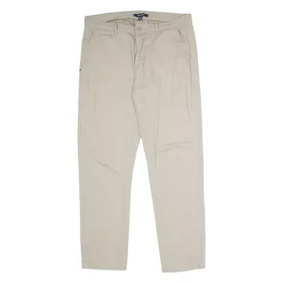 KANGOL Chino Mens Twill Trousers Beige Regular Straight W34 L32