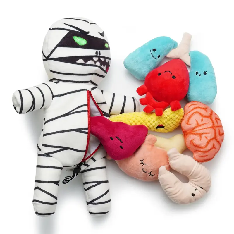 Nocciola 9-in-1 Zombie Plush Squeaky Dog Toys, Mummy Toys, Stimulating Puzzle Toy with 8 Organ-Shaped Plush Toys, Halloween g...
