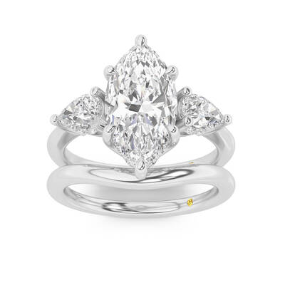 Celestia Lab Grown Marquise Diamond Engagement Ring with the Luna Wedding Band | 10K White Gold 3 3/4 ct. tw.