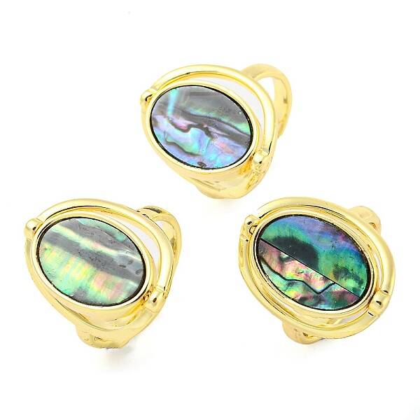 Natural Paua Shell Oval Open Cuff Ring