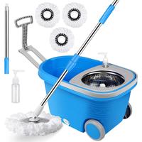 Easywring Microfiber Spin Mop & Bucket Floor Cleaning System with 3 Extra Refills and 61\
