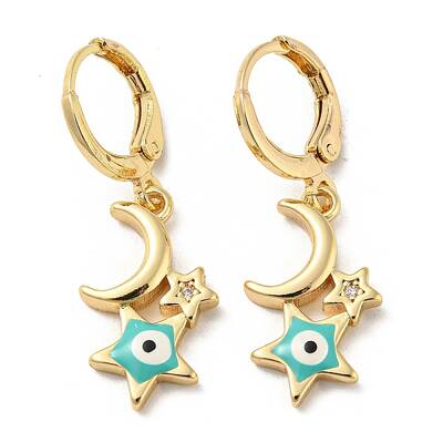 Real 18K Gold Plated Brass Dangle Leverback Earrings