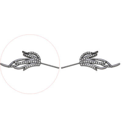 Brass Micro Pave Clear Cubic Zirconia Fishtail Head Pins