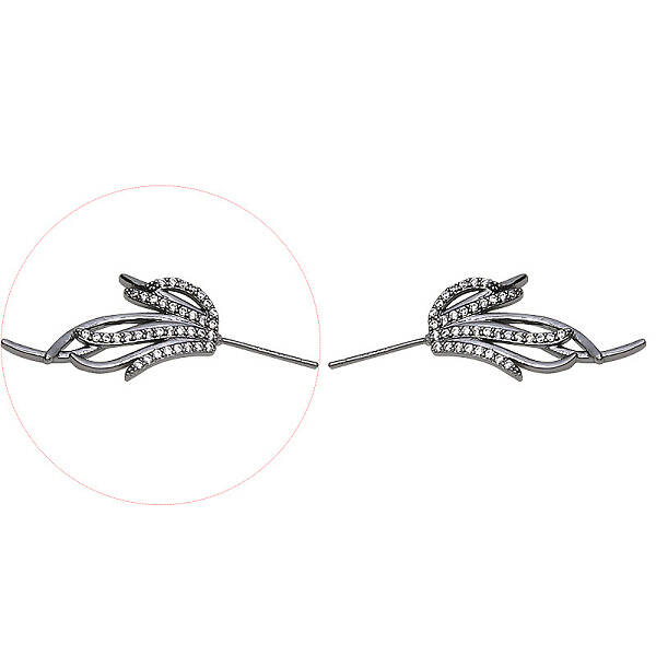 Brass Micro Pave Clear Cubic Zirconia Fishtail Head Pins