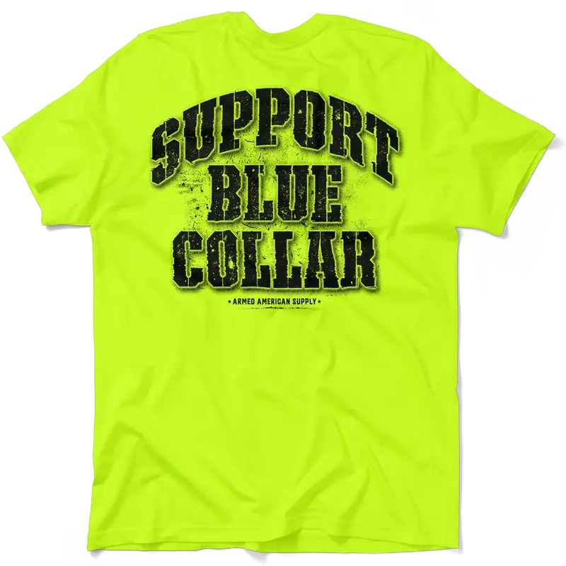 Support Blue Collar - Safety Yellow T-Shirt