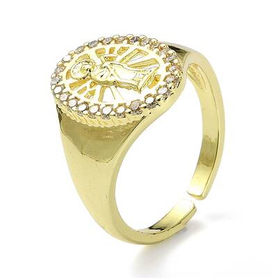 Brass with Cubic Zirconia Open Cuff Ring