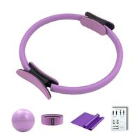 Pilates Ring Set, 5 Counts/set Pilates Ring & Yoga Ball & Resistance Band & Stretch Band & Guide, Fitness Equipment for Ho...