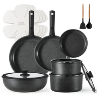 [Official] CAROTE 18pcs Detachable Handle Nonstick Cookware Set, Blue/Green/Black/Taupe/White, Pots and Pans, Oven safe Fryin...
