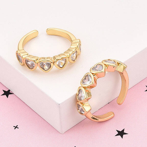 Brass Micro Pave Clear Cubic Zirconia Cuff Rings for Women