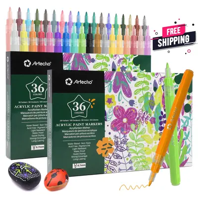 【CLEARANCE SALE】Artecho Extra Fine Tip Paint Pens, Fine Tip Acrylic Paint Markers for Drawing, Coloring, Great Gift for A...