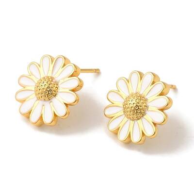 Rack Plating Brass Enamel Stud Earrings