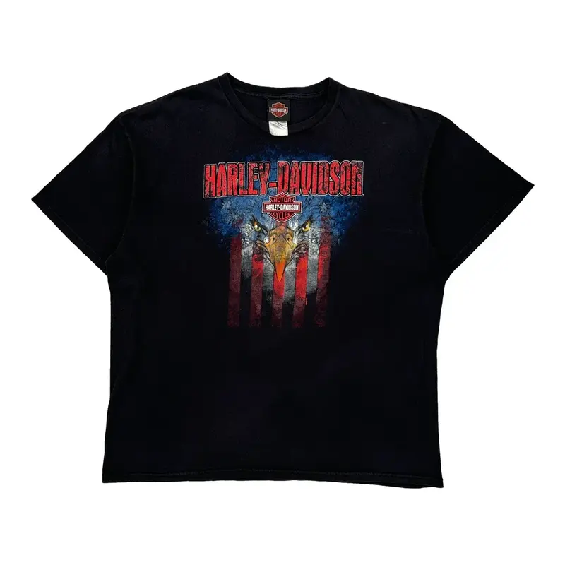 Harley Davidson Graphic T-Shirt - 2XL Black Cotton