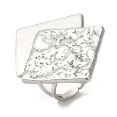 Non-Tarnish 304 Stainless Steel Rhombus Open Cuff Rings for Women