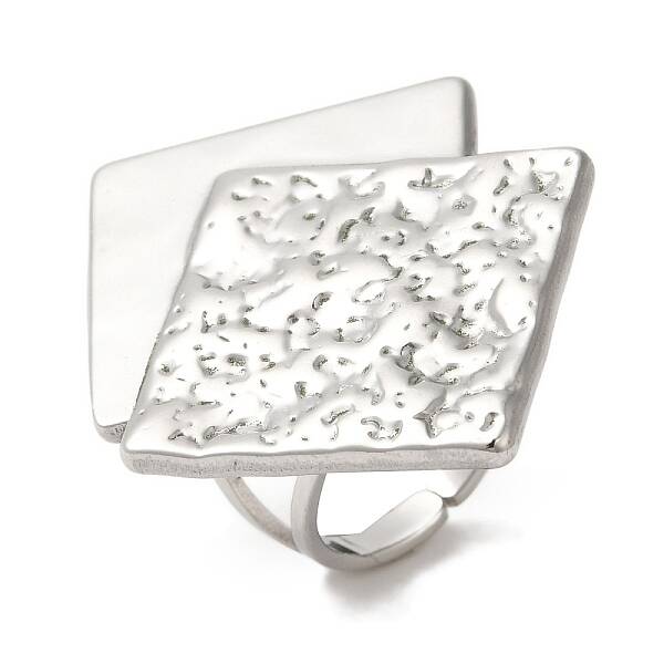 Non-Tarnish 304 Stainless Steel Rhombus Open Cuff Rings for Women