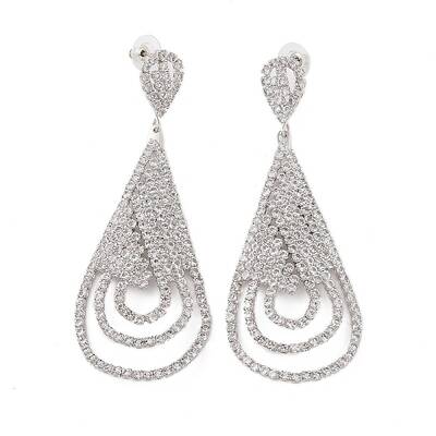 Brass Micro Pave Cubic Zirconia Stud Earrings