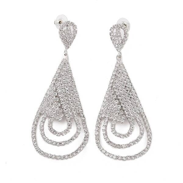 Brass Micro Pave Cubic Zirconia Stud Earrings