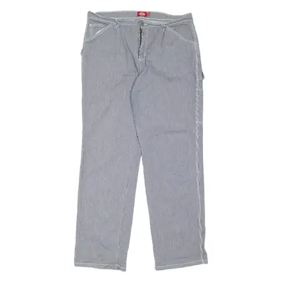 DICKIES Pinstripe Carpenter Workwear Womens Trousers Blue Straight W32 L32