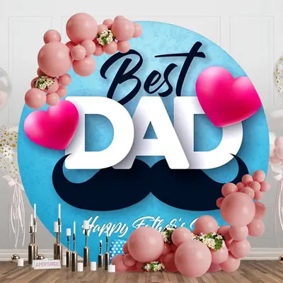 Best Dad Blue Beard Love Round Fathers Day Backdrop - Aperturee