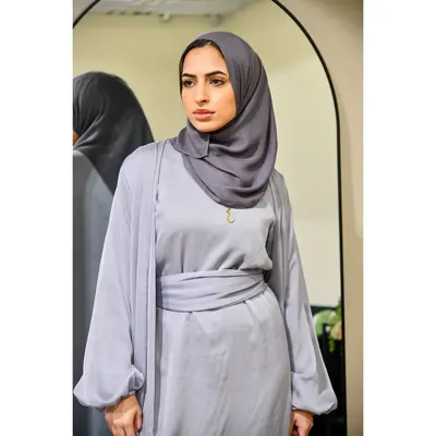 Chiffon Abaya 2 Piece Set - Grey