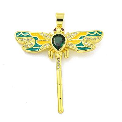 Brass Micro Pave Clear Cubic Zirconia Pendants