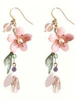 Flower Design Dangle Earrings, Faux Pearl Decor Dangle Earrings, Lightweight Earring, Fashion Jewelry Accessories for Women &...