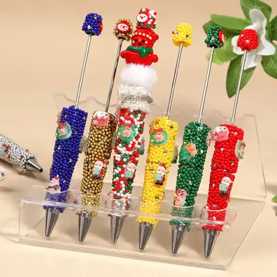 【P237】Christmas Beaded Pen DIY Creative Ballpoint Pen UV Electroplating Three Colors Gradient Beaded Pen