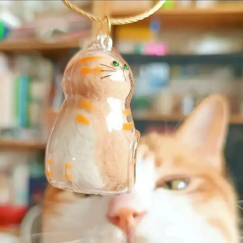 Cute Cat Fur Memory Charm – Shaped Charm for Collecting Pet Fur, Memorial Gift for Cat Lovers, Keychain or Necklace Decorat...