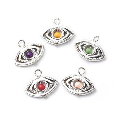 Antique Silver Plated Alloy Synthetic Turquoise Pendants
