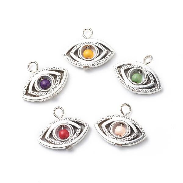 Antique Silver Plated Alloy Synthetic Turquoise Pendants
