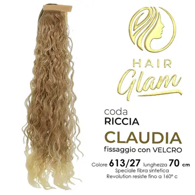 HAIR GLAM CLAUDIA CURLY PONY WITH VELCRO FIBER REVOLUTION 613/27 70cm