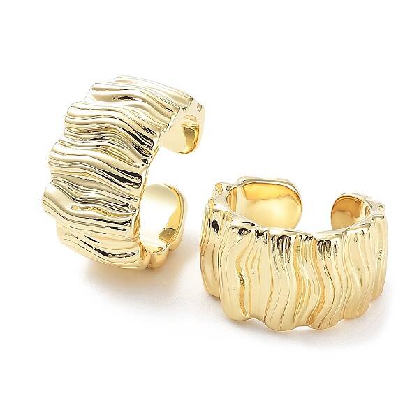 Brass Textured Open Cuff Rings for Women