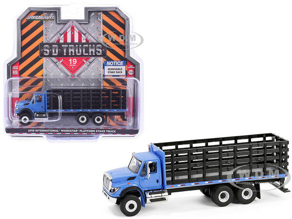 2018 International WorkStar Platform Stake Truck Blue \