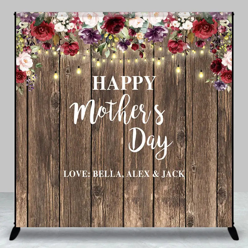 Pink Floral Wood Wall Custom Mothers Day Backdrop - Aperturee