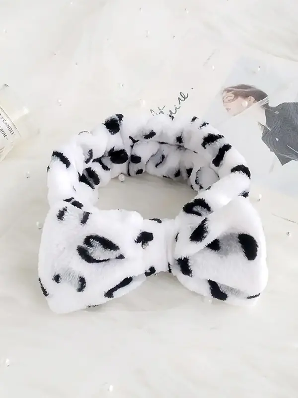 Leopard Print Bow Decor Plush Hair Band, Cute Face Washing Hair Band for Women and Girls, All-match Fashion Hair Accessories ...