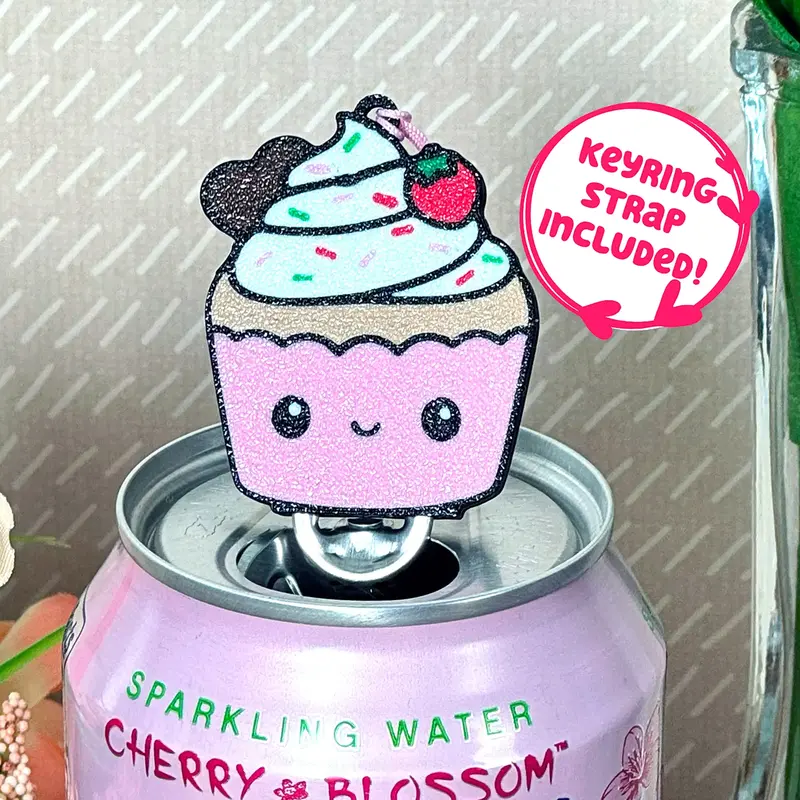 Tab Buddies Cutie Cupcake – Cute soda can tab opener keychain for kids, long nails, adaptive, assistive, unique birthday gi...