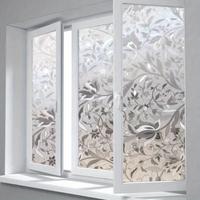 [2mil Thick Tulip Design Film] Elegant Tulip Design Privacy Window Film - Self-adhesive without glue, Clear Glass Sticker, 2m...