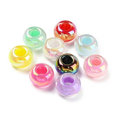 UV Plating Rainbow Iridescent Acrylic European Beads