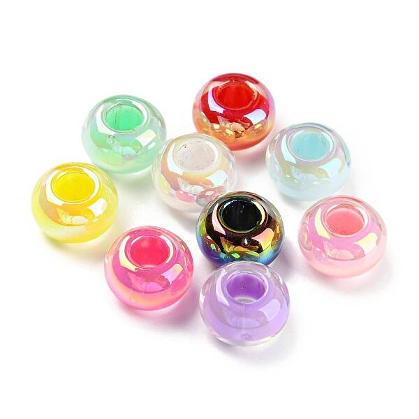 UV Plating Rainbow Iridescent Acrylic European Beads