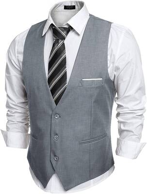 Slim Fit Jacket Vest (US Only), Light Gray / M