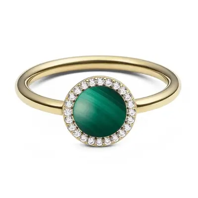 Daniel wellington Elegant Gold Plated Ring with Malachite and Crystals Audrey DW0040133 - Circuit: 56 mm