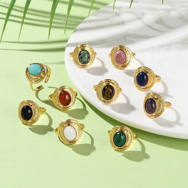 Oval Natural & Synthetic Gemstone Finger Rings