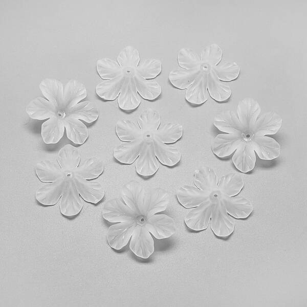 6-Petal Transparent Acrylic Bead Caps