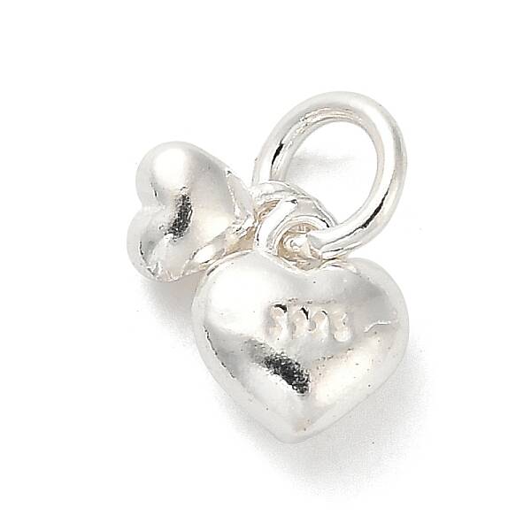 925 Sterling Silver Double Heart Charms