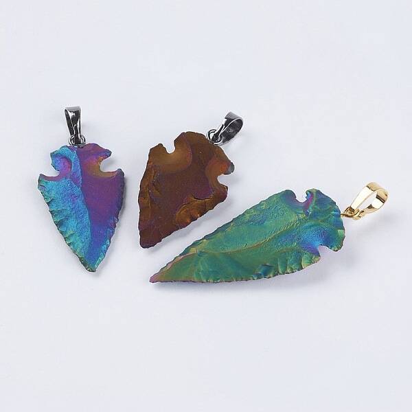 Electroplate Natural Indian Agate Pendants