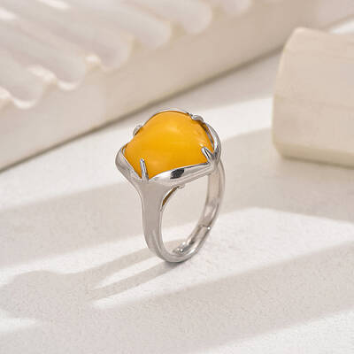Heart-shaped Natural Topaz Jade Women's Ring