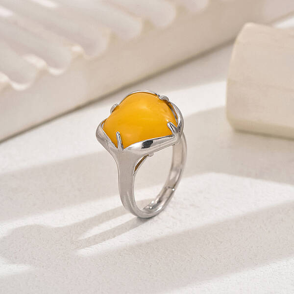 Heart-shaped Natural Topaz Jade Women's Ring