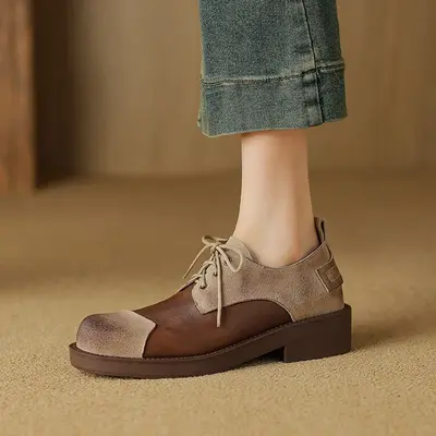 CHIKO Bakarne Round Toe Block Heels Oxfords Shoes