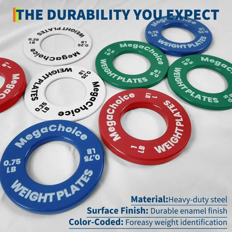 Garvee Fractional Weight Plates Set of 8 - Micro Barbell Plates for Strength Training - Steel, Color-Coded, 2 Inch Bars