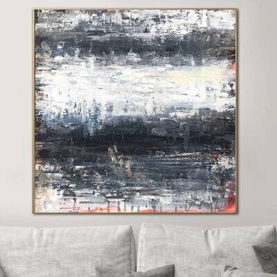 Large Abstract Original Oil Painting on Canvas Black And White Contemporary Monochrome painting as large living room wall art...