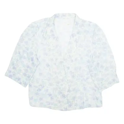 Womens Printed Blouse Blue V-Neck Floral L